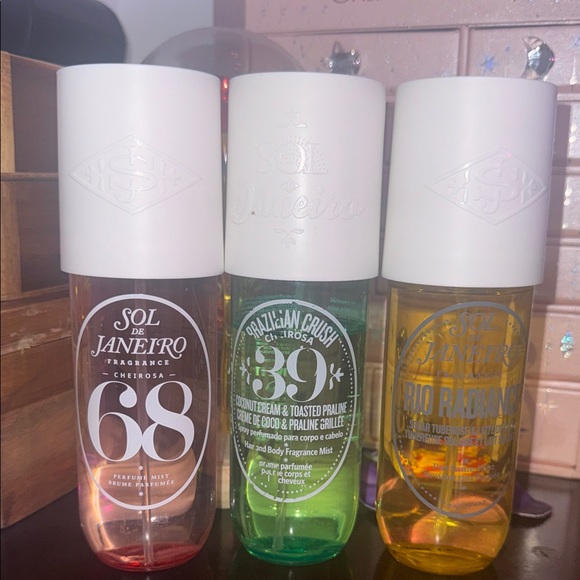 Sol de Janeiro Trio Mist Set — Pink Green Yellow Bottles